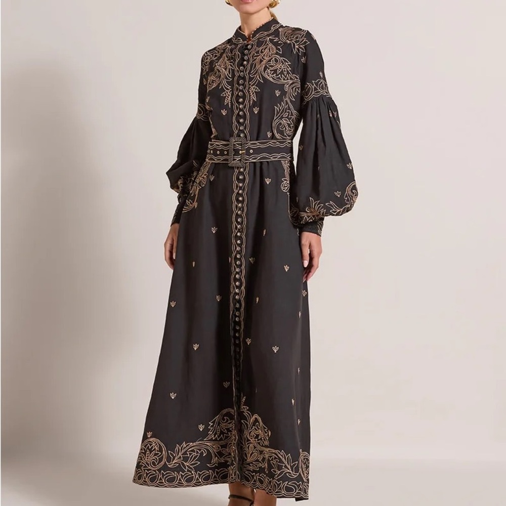 Chic Black and Gold Long Sleeve Dress